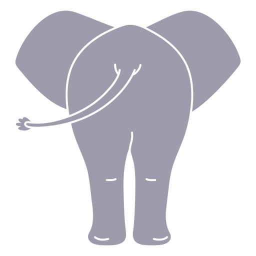 La espalda de un elefante con cola. Diseño PNG