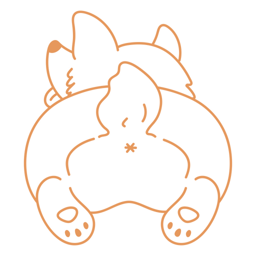 Black and orange silhouette of a dog laying down PNG Design