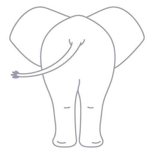 Silhouette of an elephant with a tail sticking out PNG Design