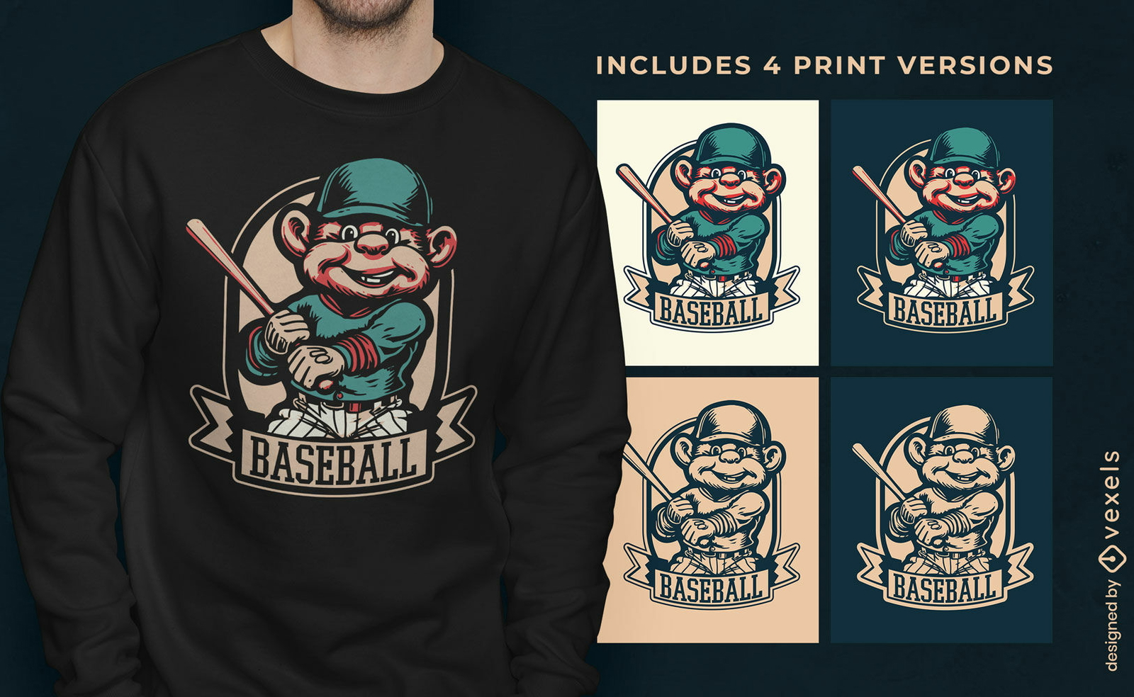 Diseño de camiseta de insignia de béisbol múltiples versiones.