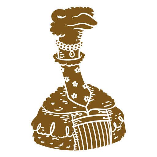 Dibujo marrón de un avestruz en una canasta. Diseño PNG