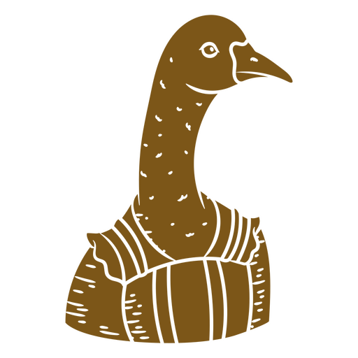 Illustration of a brown goose in a dress PNG Design