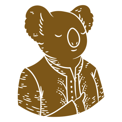 Illustration of a koala in a brown suit PNG Design