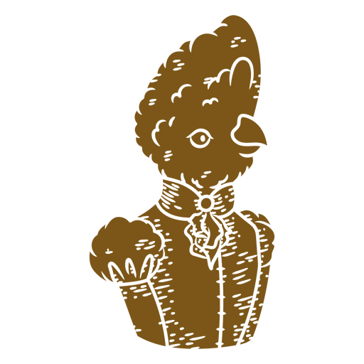 Desenho marrom de um pássaro em um vestido Desenho PNG