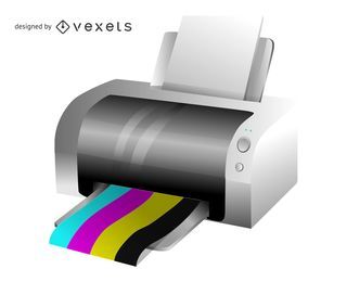 3D Vector Printer Illustration 3D Vector Printer Illustration
