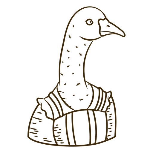 Black and white drawing of a goose PNG Design