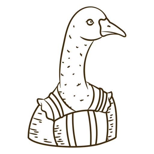 Schwarz-Weiß-Zeichnung einer Gans PNG-Design