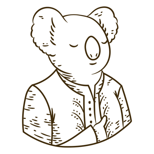 Illustration of a koala wearing a shirt PNG Design
