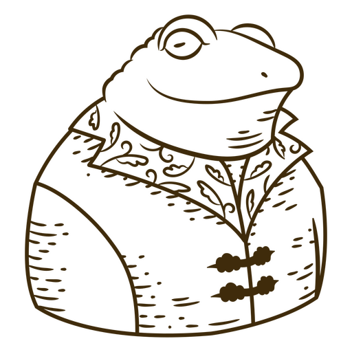 Playful frog character in stylish coat design PNG Design