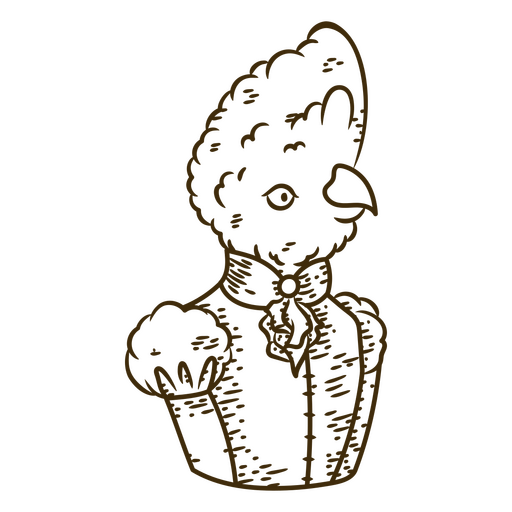 Charmanter Vintage-Vogel in formeller Kleidungsillustration PNG-Design