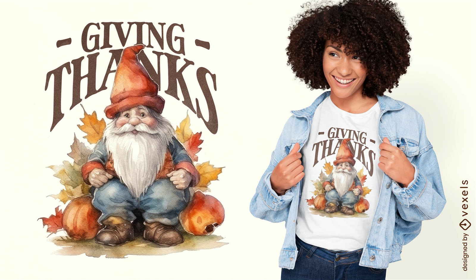 Niedliches Thanksgiving-Zwerg-T-Shirt im PSD-Format