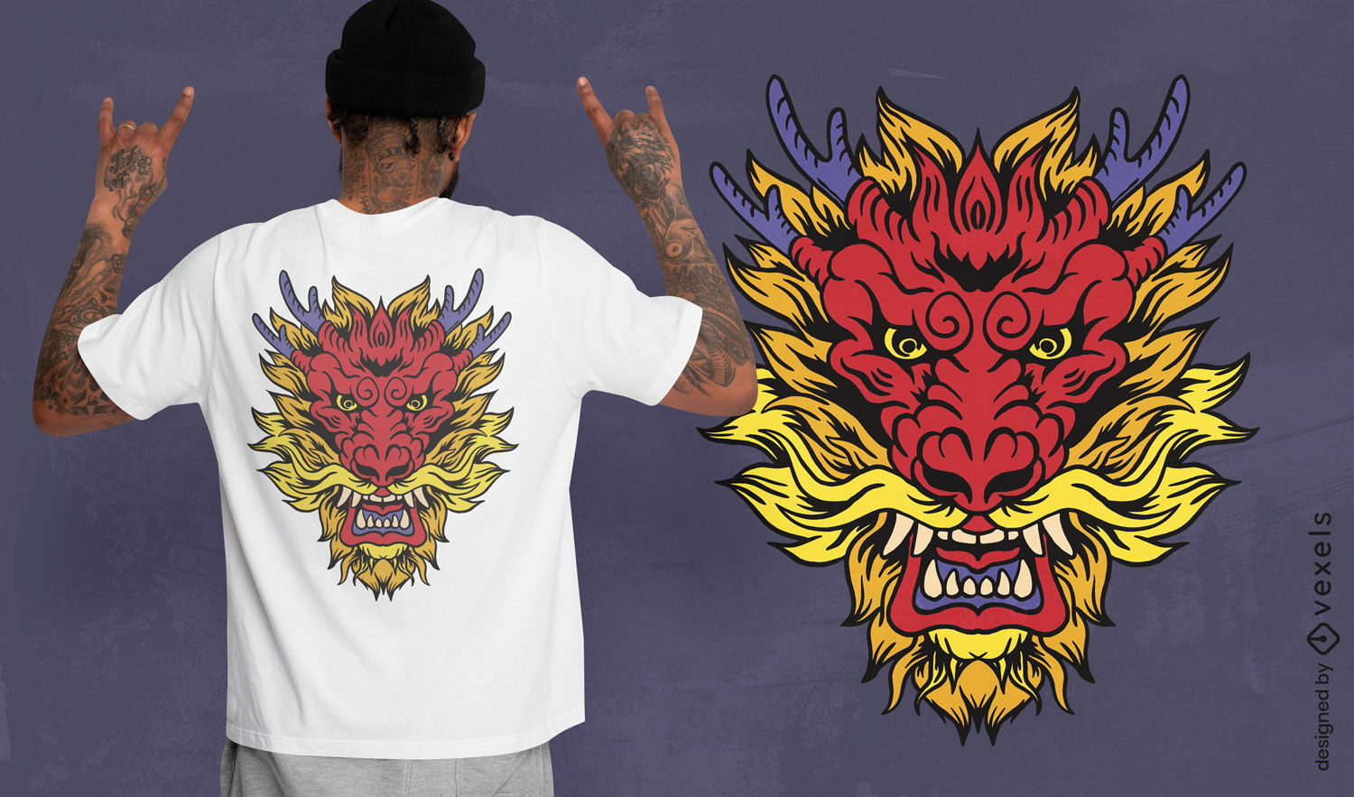 Chinese dragon red t-shirt design