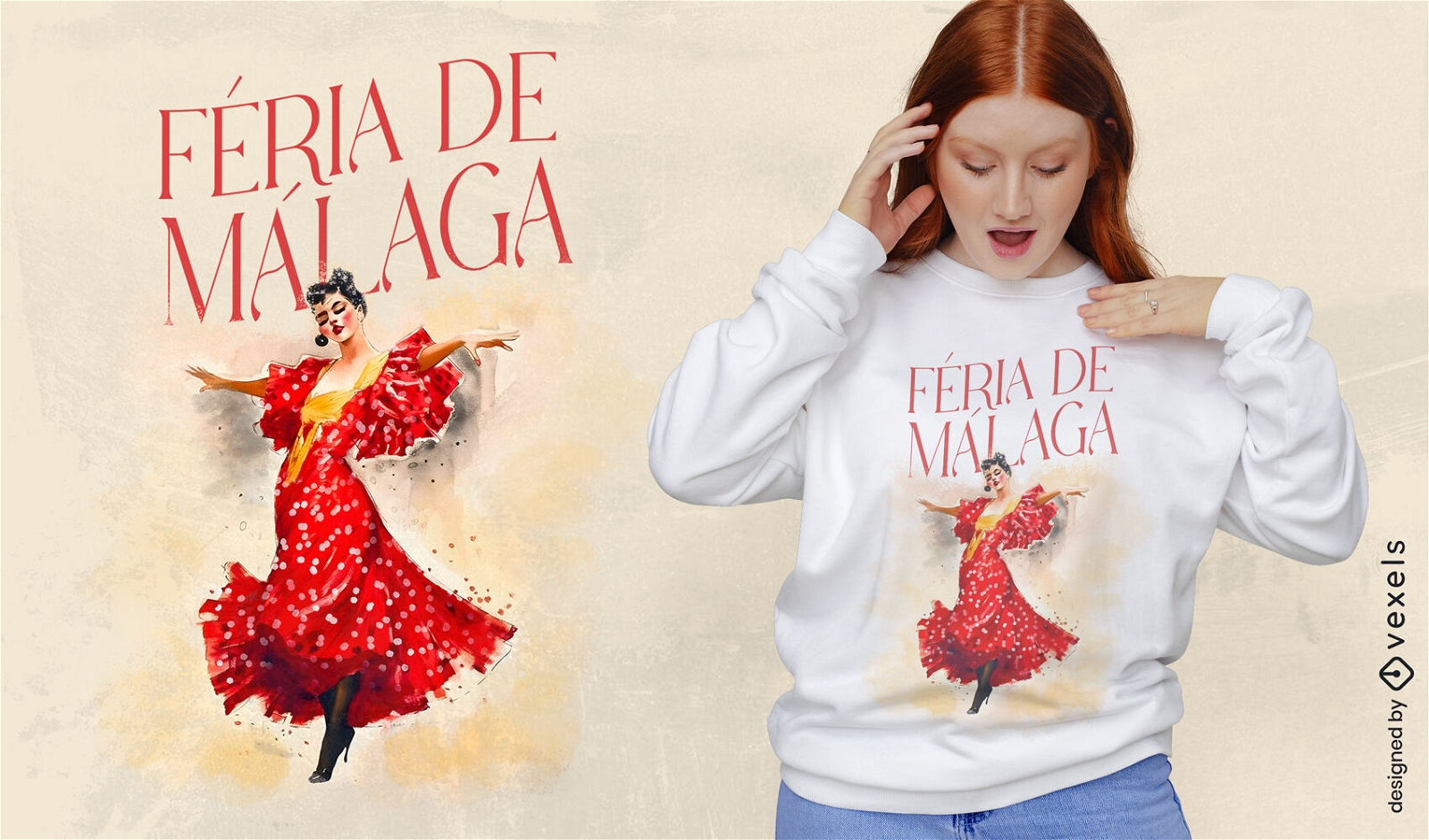 Diseño de camiseta de bailarina flamenca