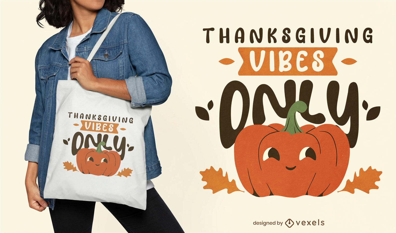 Thanksgiving vibes tote bag design