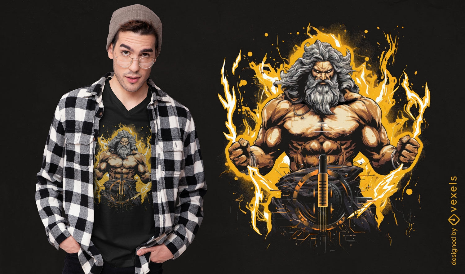 T-Shirt-Design des griechischen Gottes Zeus