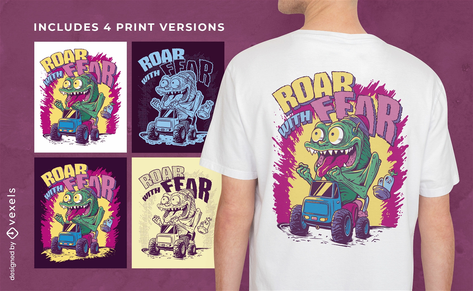 Cartoon-Monster mit mehreren T-Shirt-Designs