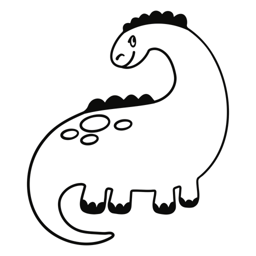 Black and white dinosaur  draw PNG Design