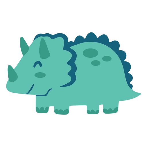 Cute blue triceratops is standing PNG Design