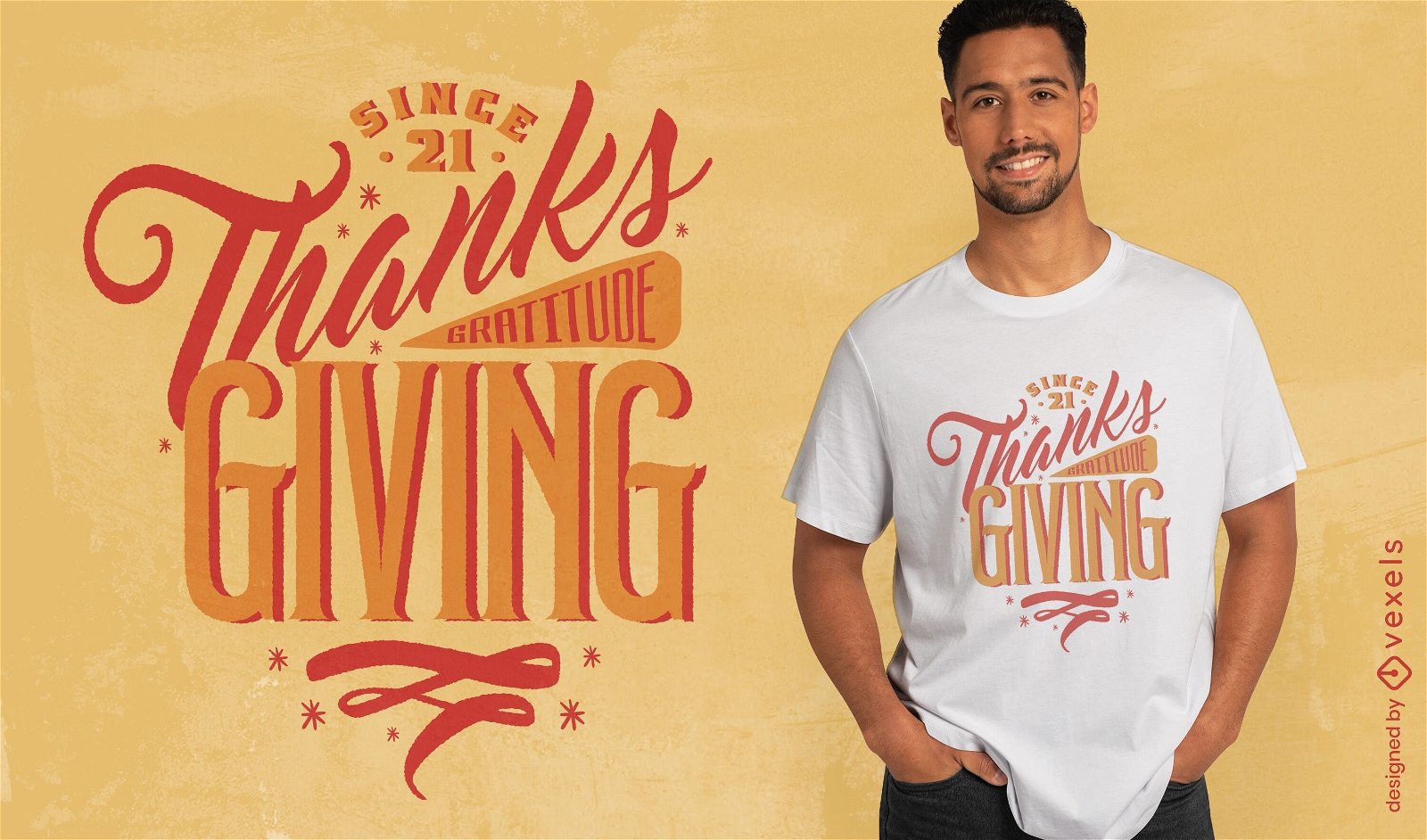 Diseño de camiseta de agradecimiento de acción de gracias.