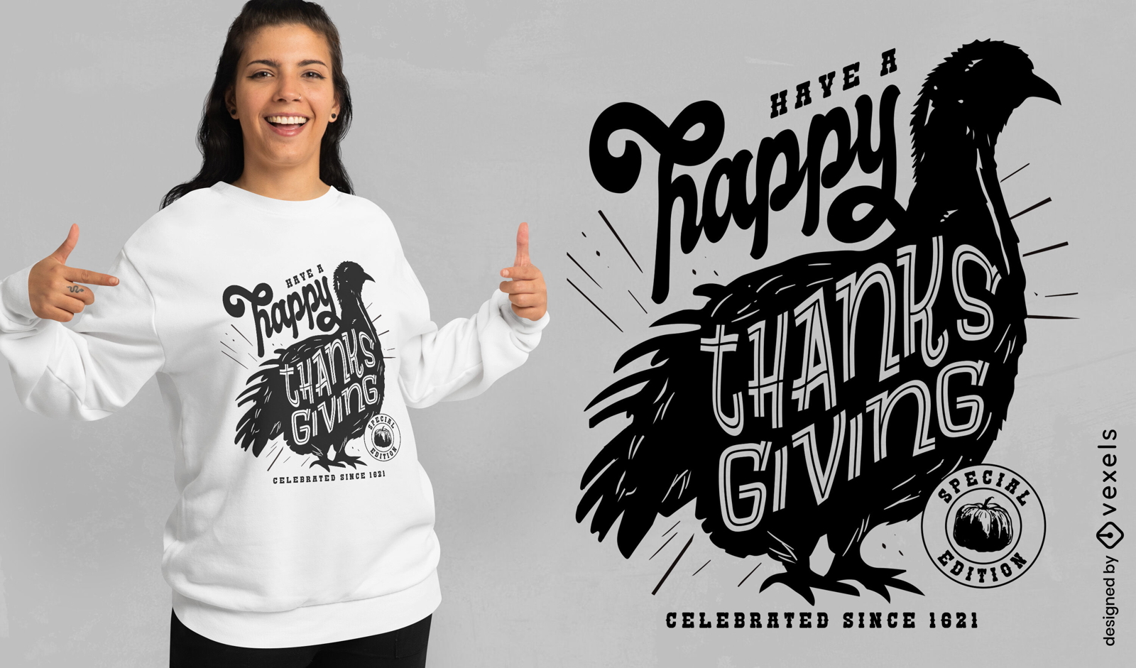 Happy thanksgiving turkey quote t-shirt design