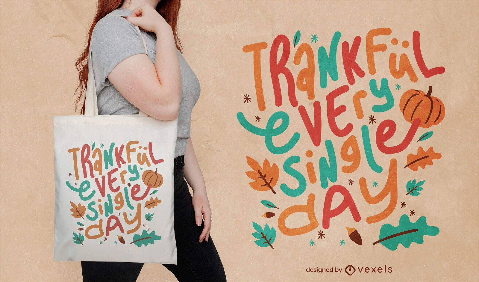 Thankful every single day tote bag design