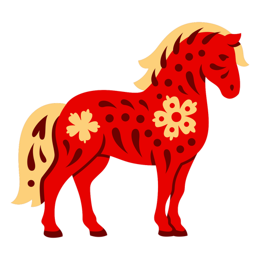 Lebhafte Pferdeillustration mit Blumen PNG-Design