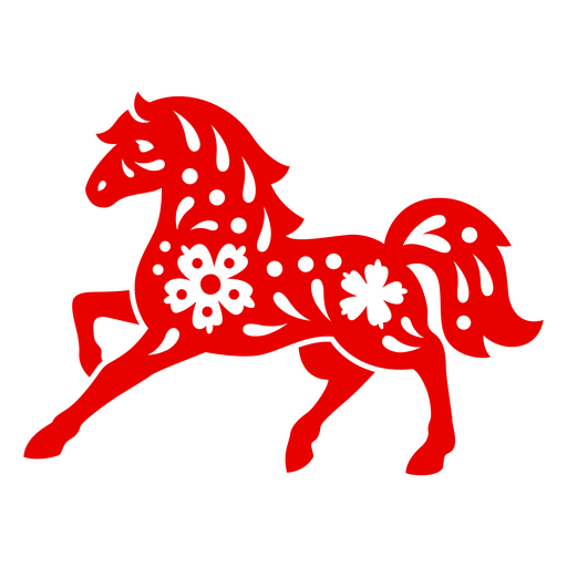 Estampa vibrante de silhueta de cavalo com flores Desenho PNG