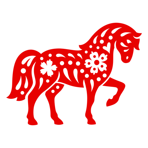 Elegant floral horse silhouette design PNG Design