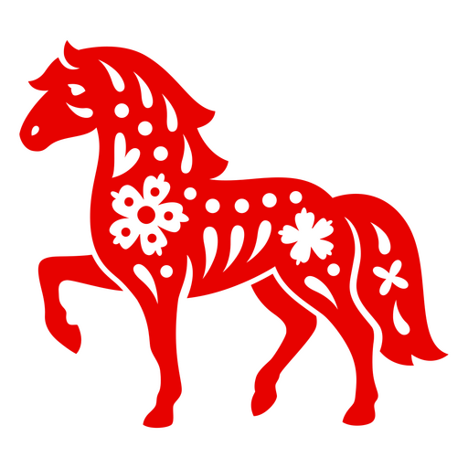 Diseño elegante de silueta de caballo floral Diseño PNG