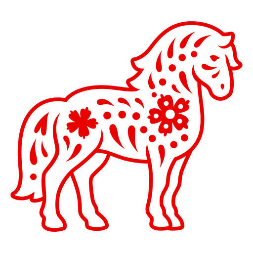 Einzigartiges florales Pferdeillustrationsdesign PNG-Design