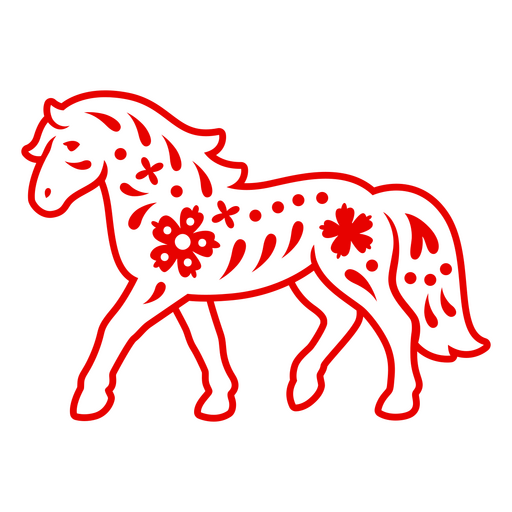 Stilvolle florale Pferdeillustration PNG-Design