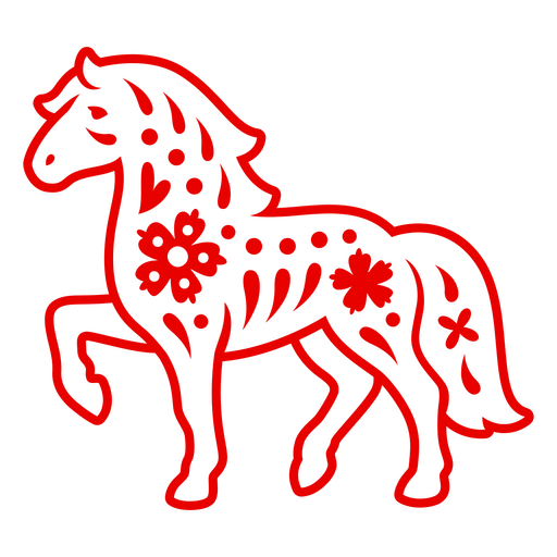 Ilustração decorativa floral de cavalo Desenho PNG