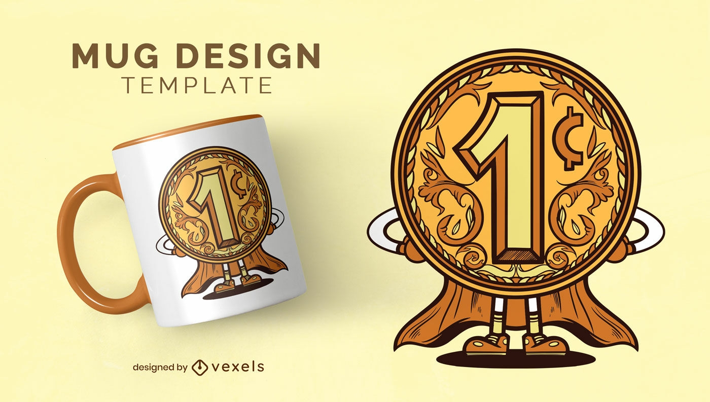 Golden number 1 coin mug design template