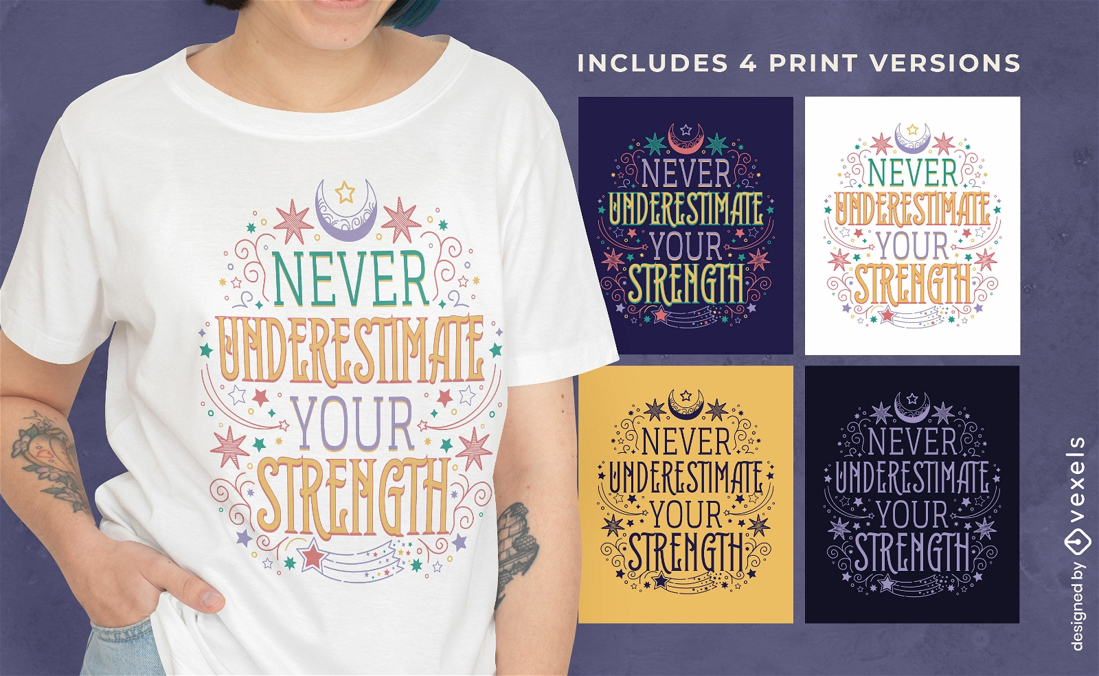 Inspirierendes Zitat-T-Shirt-Design in mehreren Versionen