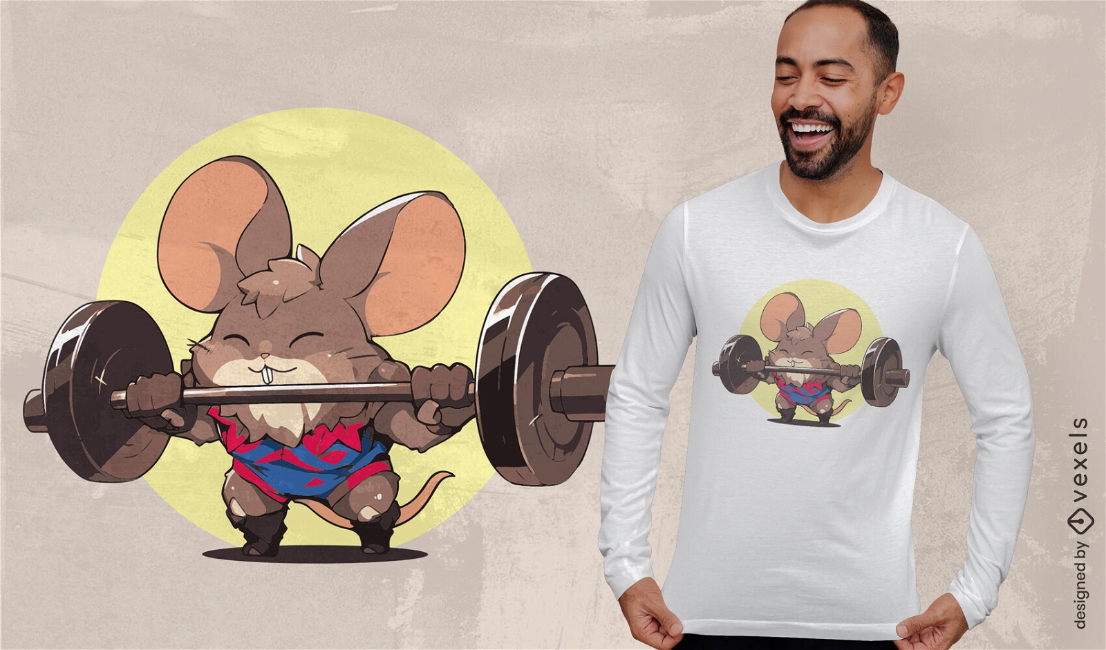 Design de camiseta para mouse levantando pesos