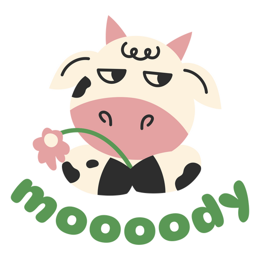 Cow with the word mooody on it PNG Design