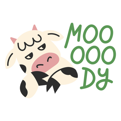 Playful moody cow graphic design PNG Design