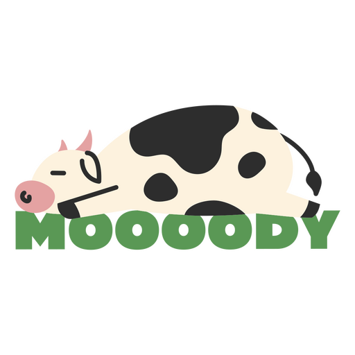 Diseño de vaca divertido con texto melancólico. Diseño PNG