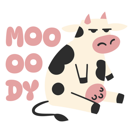 Ilustración caprichosa de una vaca malhumorada Diseño PNG