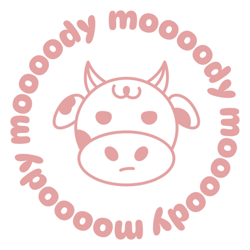 Cute cow illustration with playful text design  PNG Design