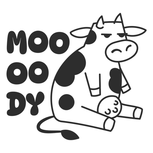 Playful moody cow illustration PNG Design
