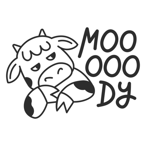 Ilustración de una vaca juguetona con texto ingenioso Diseño PNG