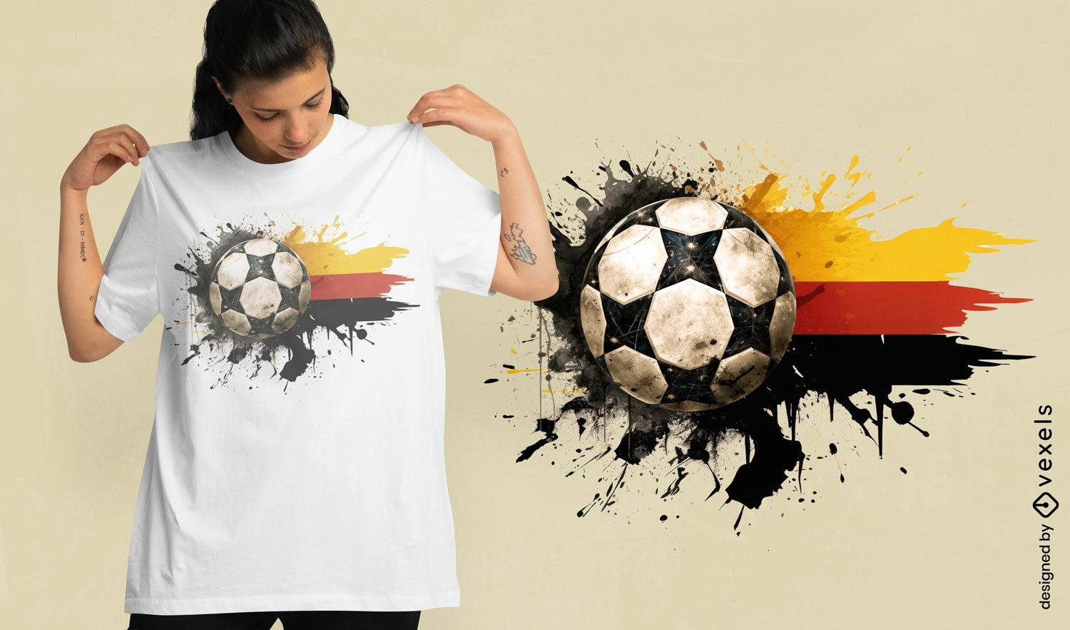 Diseño de camiseta de bandera alemana de balón de fútbol