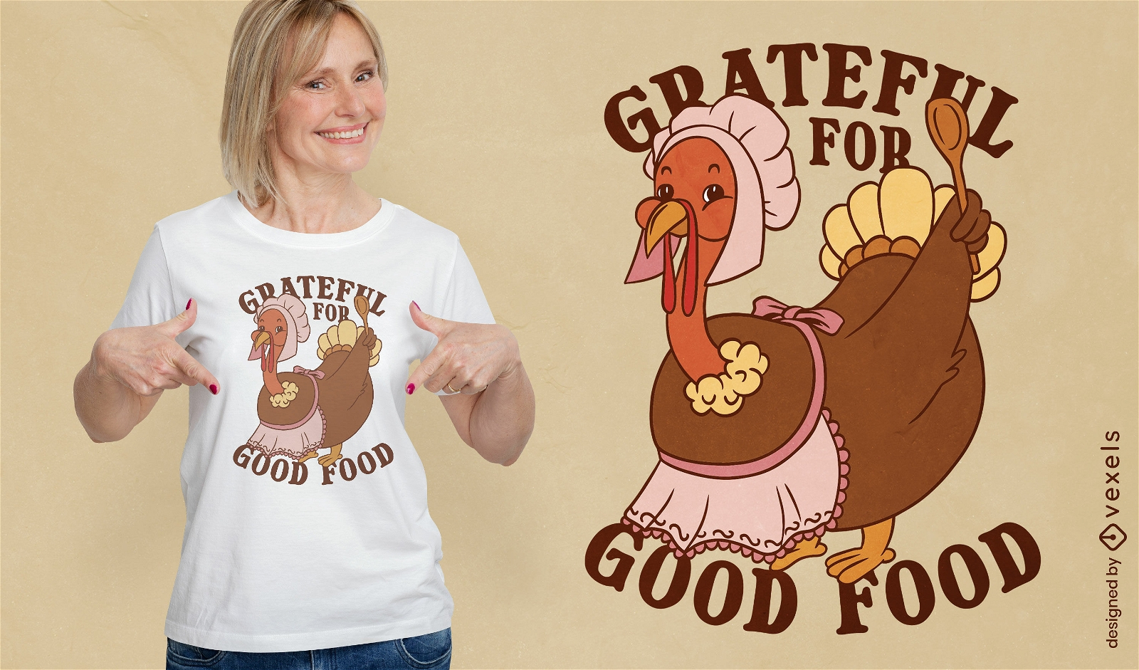 Agradecido por el buen dise?o de camisetas de comida.