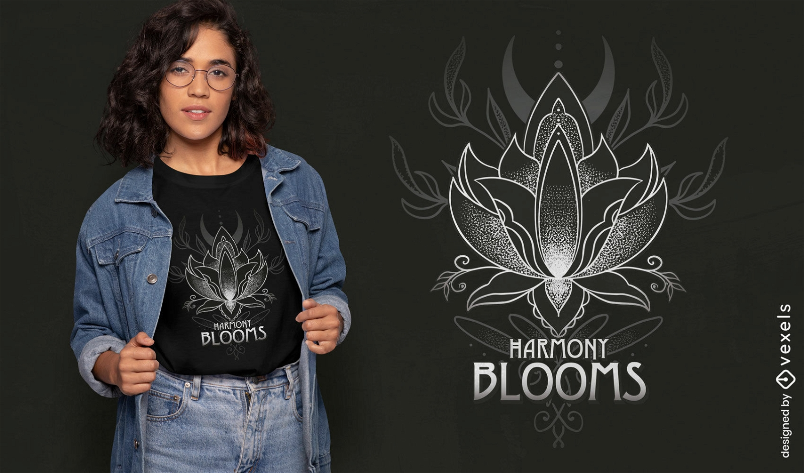 Lotus-Harmonieblüten-Zitat-T-Shirt-Design