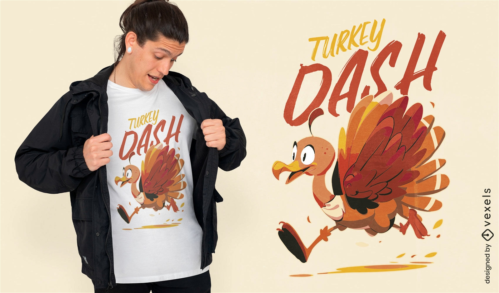 Diseño de camiseta de acción de gracias de Turkey dash