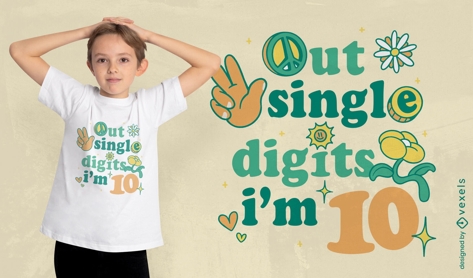 Design de camiseta com um dígito, tenho 10 anos