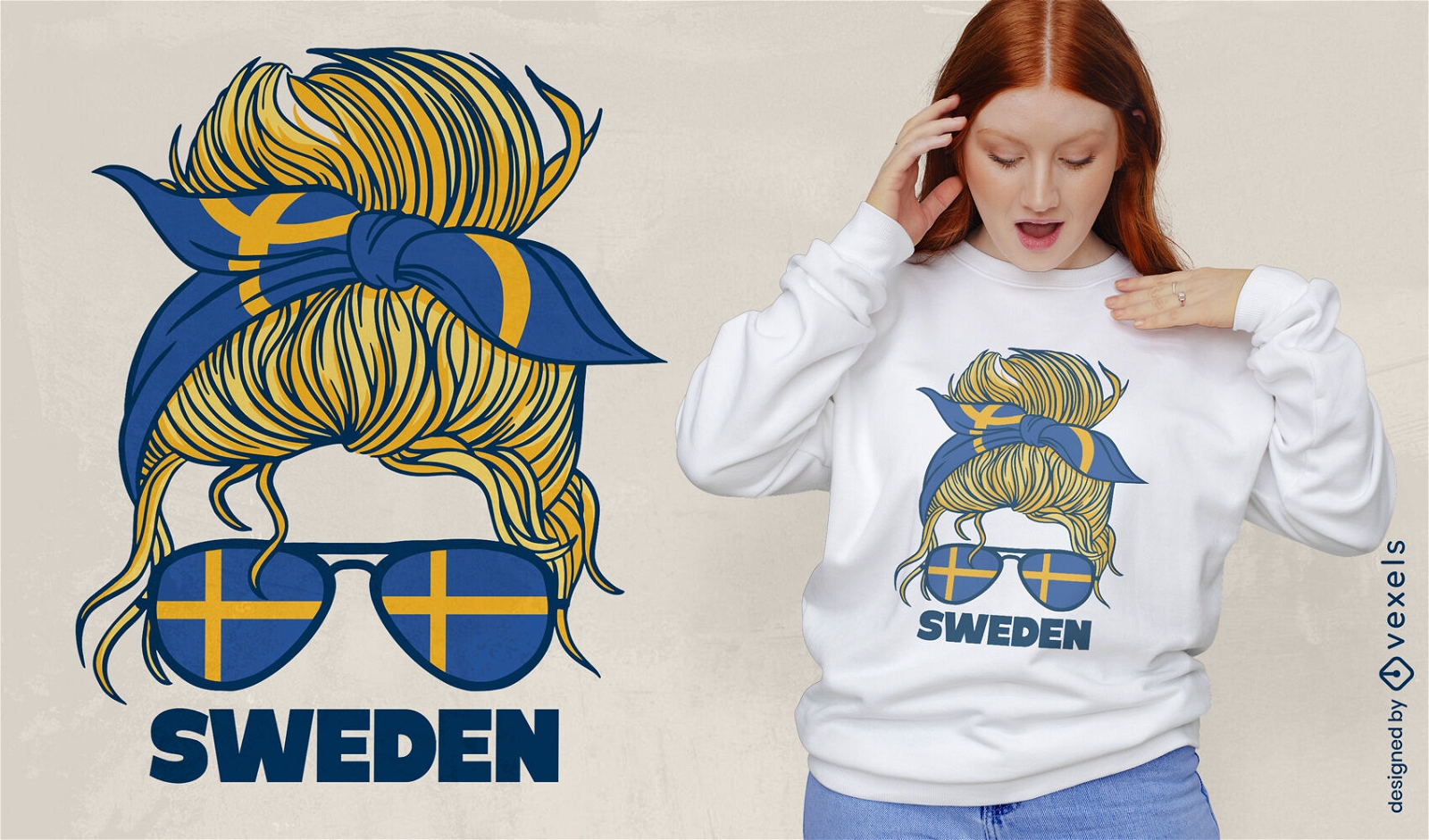 Design de camiseta feminina da Suécia