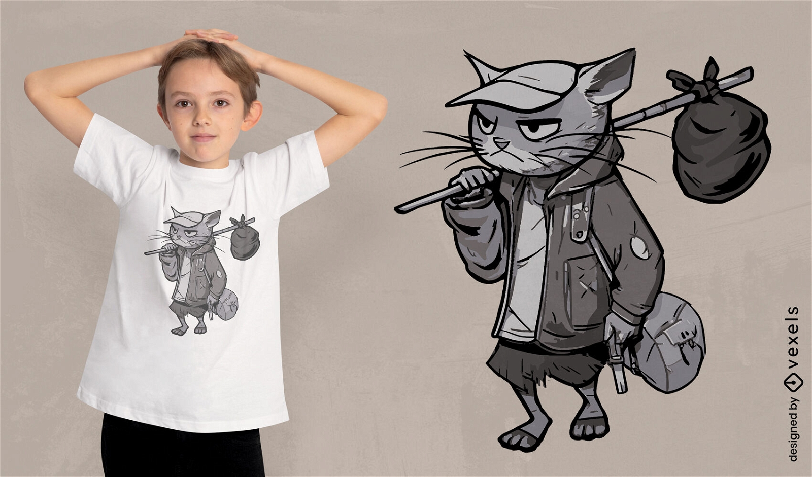 Bearbeitbare T-Shirt-Vorlage für streunende Katzen