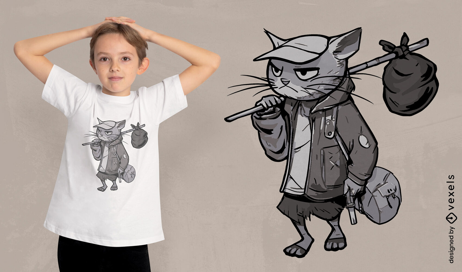 Modelo de camiseta editável de gato de rua